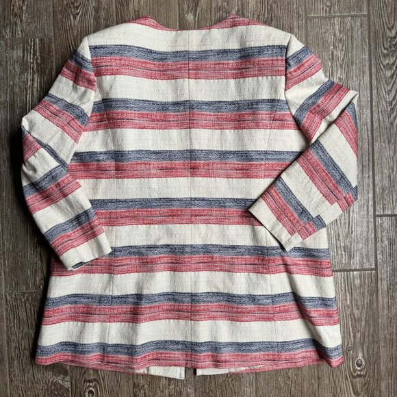 Tahari Womens Striped Open Front Jacket Blazer 18W Striped Career Oversized - Picture 8 of 8